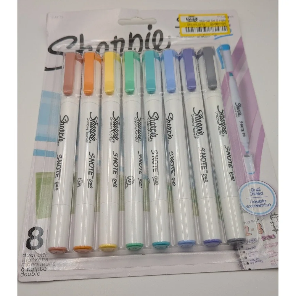 Sharpie S-Note Duo Creative Markers Unisex 8ct Assorted NEW Dual Tip Mild Colors